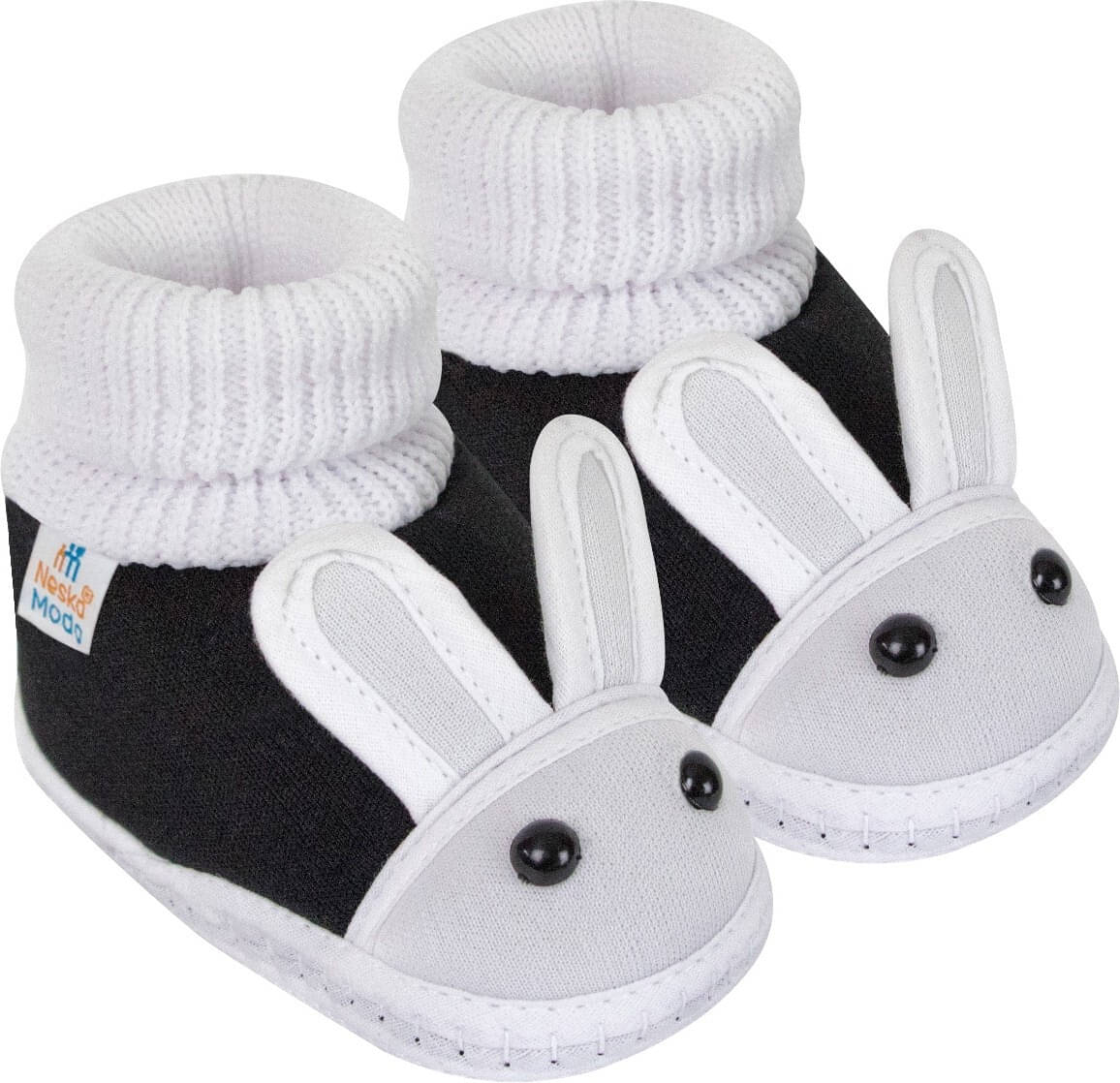     			Neska Moda - Black Booties For Baby Boy & Baby Girl 12-18 Months ( Pack of 1 )