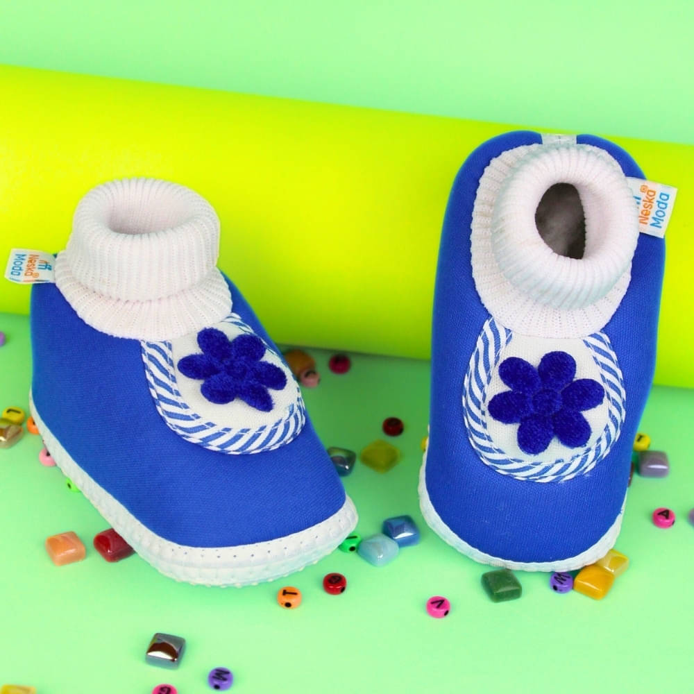     			Neska Moda - Blue Booties For Baby Boy & Baby Girl 6-12 Months ( Pack of 1 )
