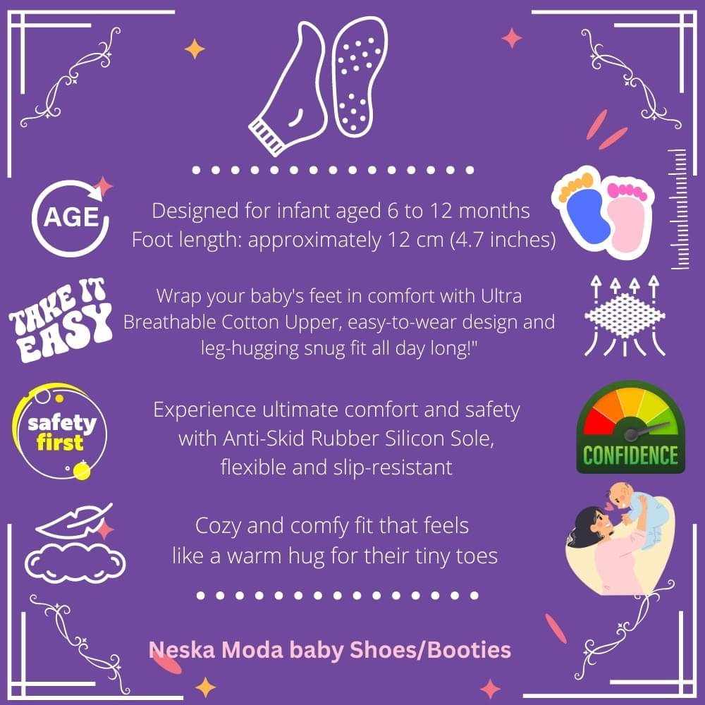     			Neska Moda - Blue Booties For Baby Boy & Baby Girl 6-12 Months ( Pack of 1 )