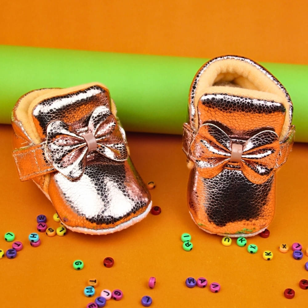     			Neska Moda - Orange Booties For Baby Boy & Baby Girl 6-12 Months ( Pack of 1 )