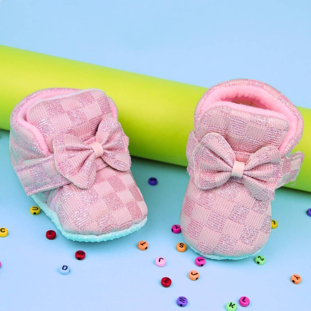     			Neska Moda - Pink Booties For Baby Boy & Baby Girl 6-12 Months ( Pack of 1 )