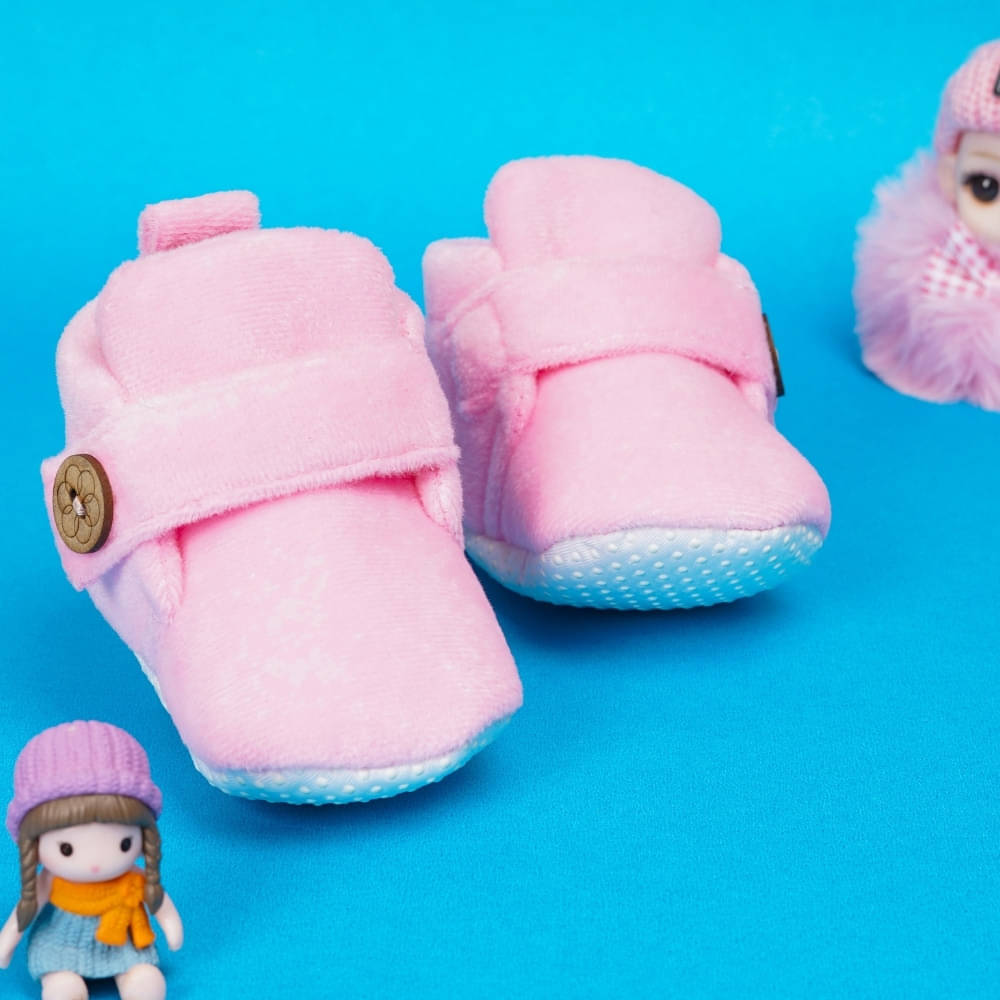     			Neska Moda - Pink Booties For Baby Boy & Baby Girl 6-12 Months ( Pack of 1 )