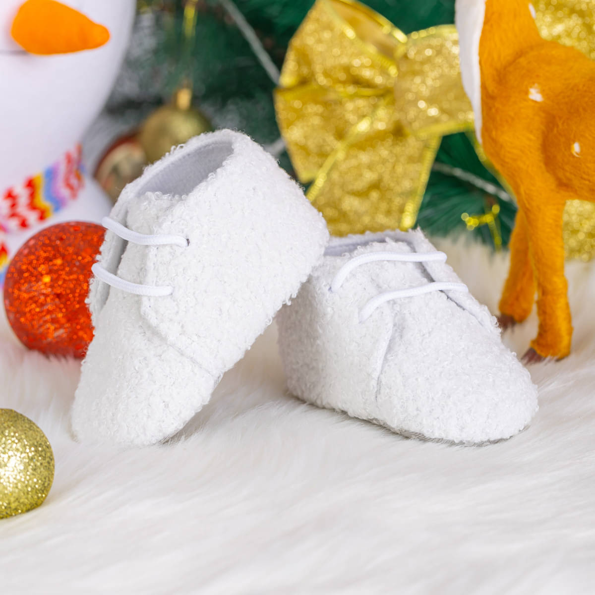     			Neska Moda - White Booties For Baby Girl 6-12 Months ( Pack of 1 )