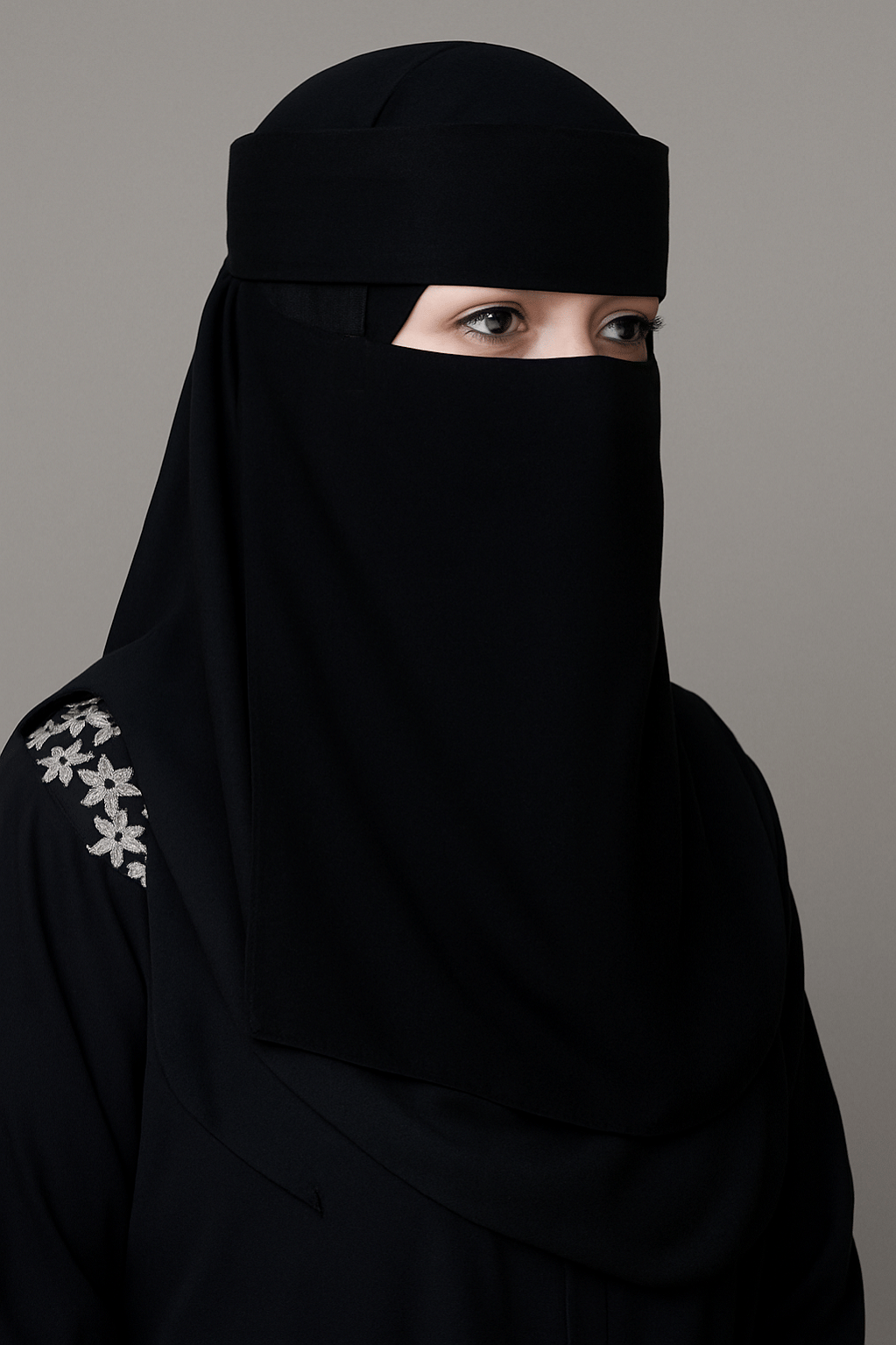    			Opalite Naqaab Chiffon Black Long 13x15 Inch Naqab