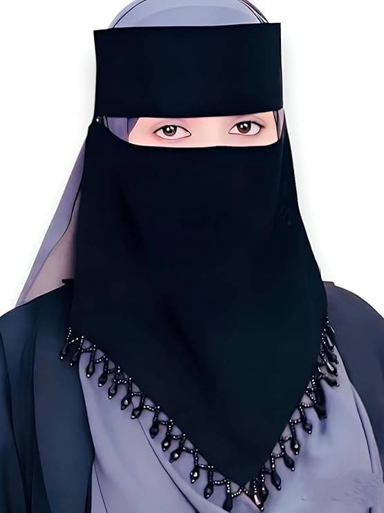     			Opalite Naqaab Chiffon Black 11x12 Inch Triangle Naqab
