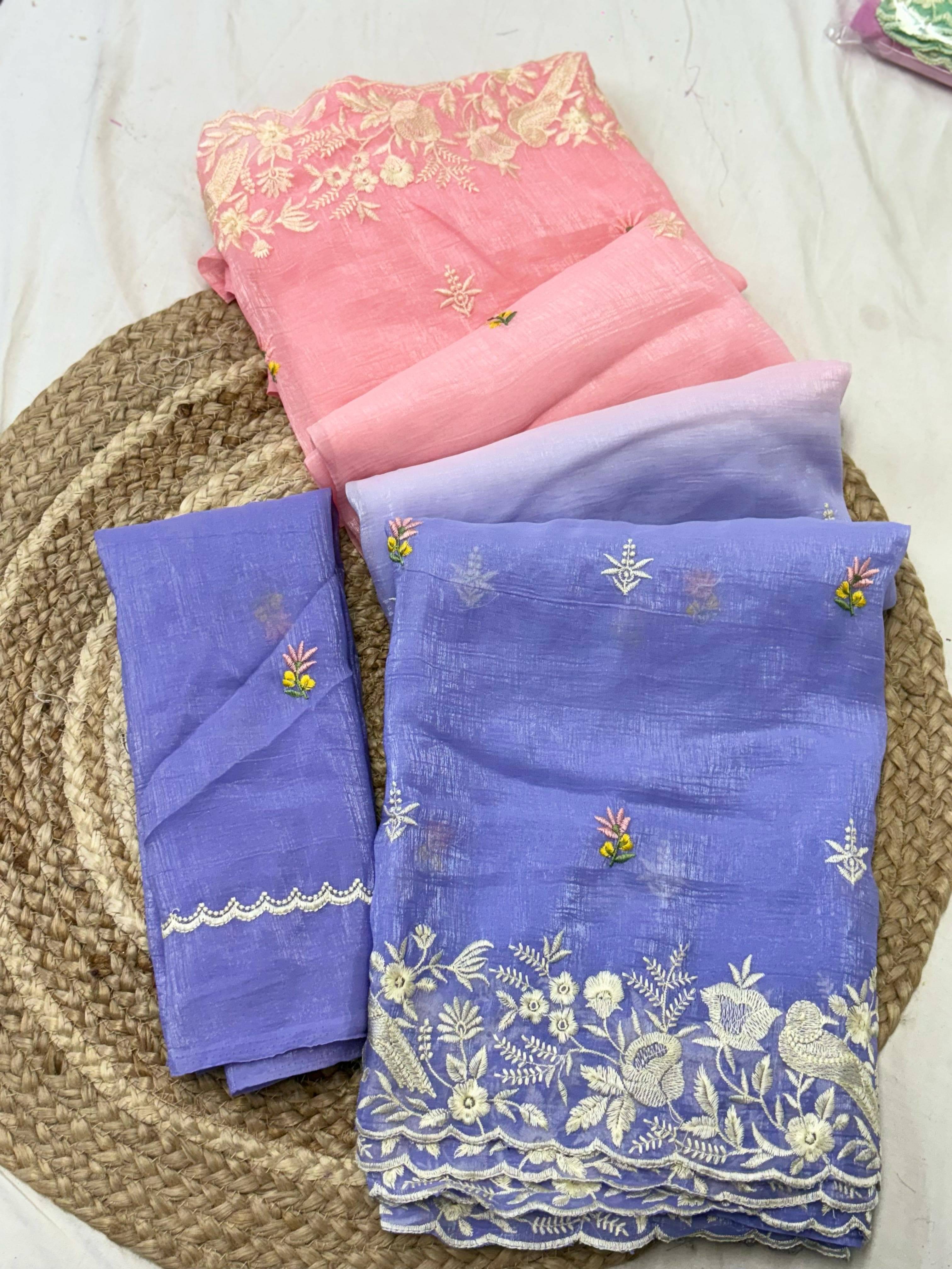 SHRIMORI Chanderi Embroidered Chanderi saree With Unstitched Blouse Piece ( Purple ) SHRIMORI Chanderi Embroidered Chanderi saree With Unstitched Blouse Piece ( Purple )