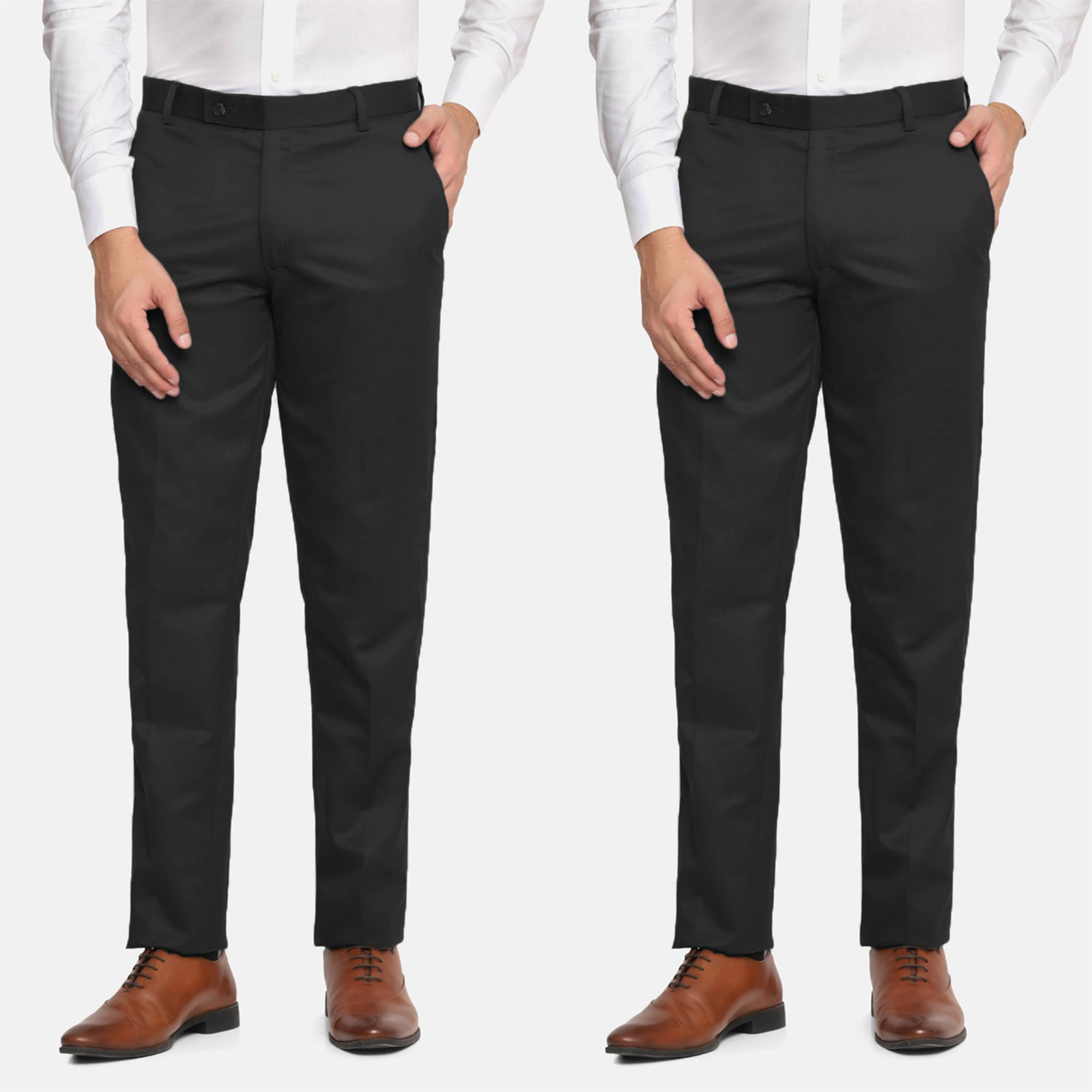    			STREETVIBES Regular Flat Men's Formal Trouser - Black ( Pack of 2 )