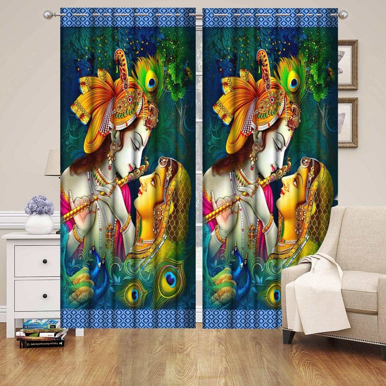 Sai Arpan Abstract Printed Room Darkening Eyelet Curtain 5 ft ( Pack of 1 ) - Multi Color     			Sai Arpan Abstract Printed Room Darkening Eyelet Curtain 5 ft ( Pack of 1 ) - Multi Color
