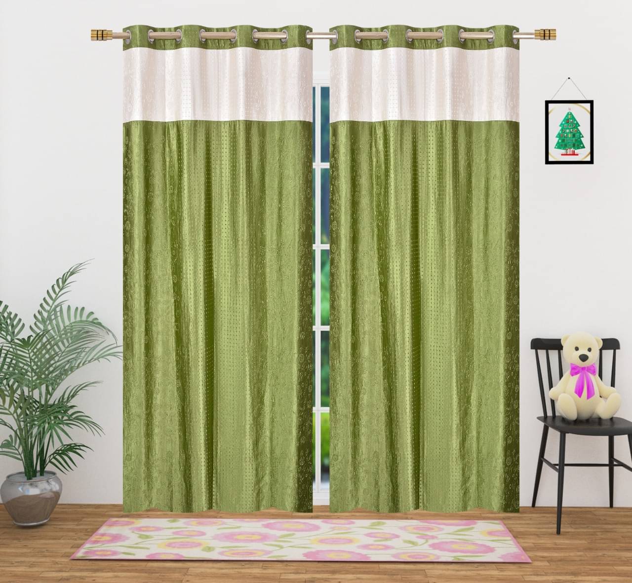 Sai Arpan Abstract Printed Semi-Transparent Eyelet Curtain 7 ft ( Pack of 1 ) - Multicolor     			Sai Arpan Abstract Printed Semi-Transparent Eyelet Curtain 7 ft ( Pack of 1 ) - Multicolor