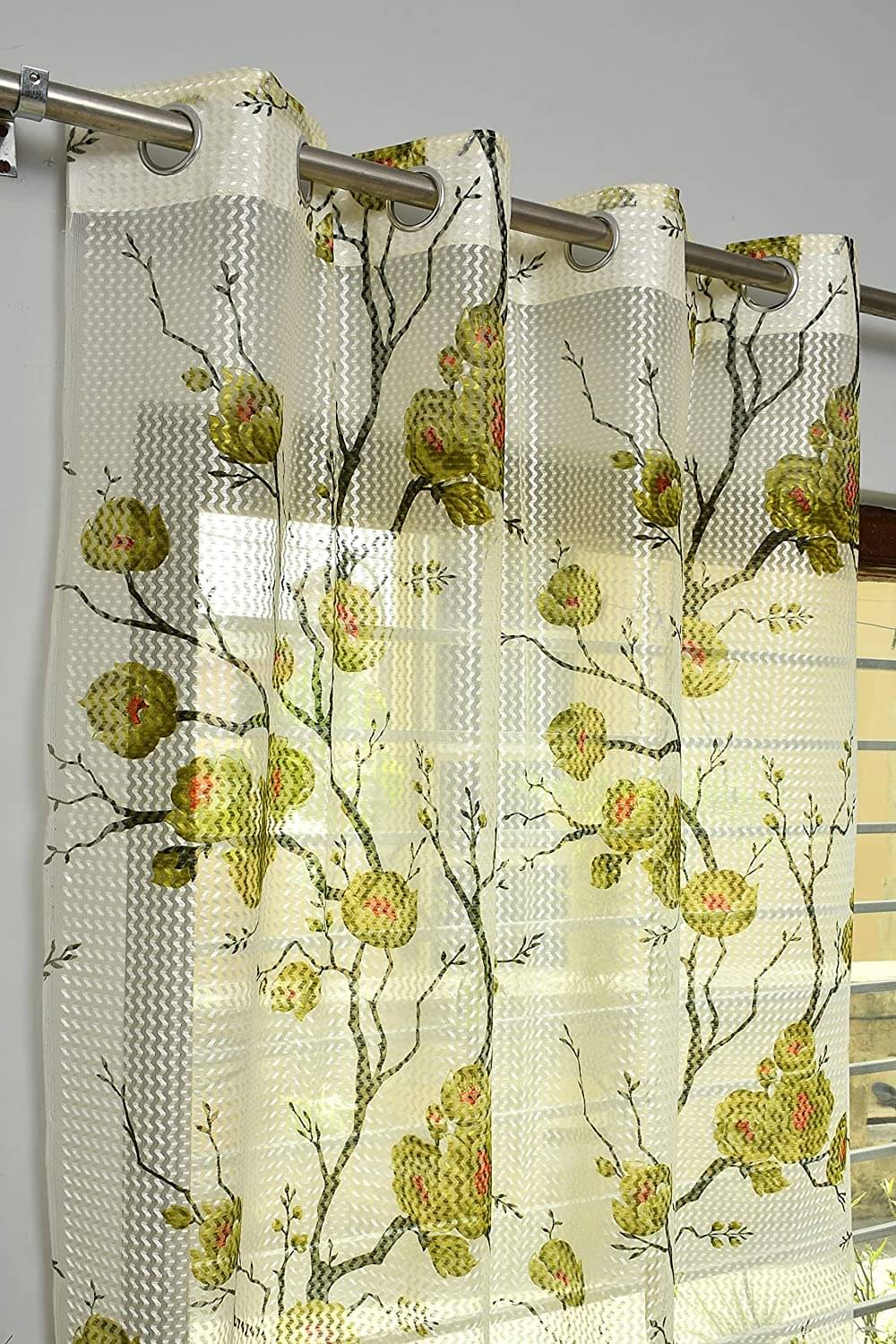     			Sai Arpan Floral Printed Transparent Eyelet Curtain 5 ft ( Pack of 1 ) - Multicolor