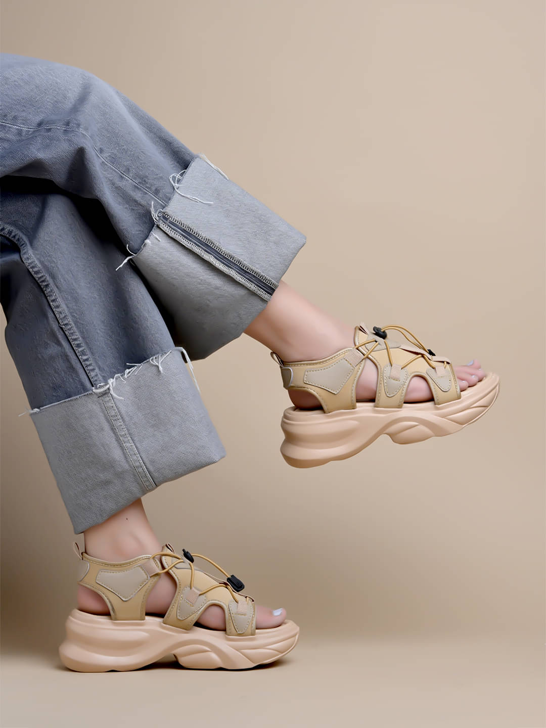     			Shoetopia Beige Women's Sandal Heels