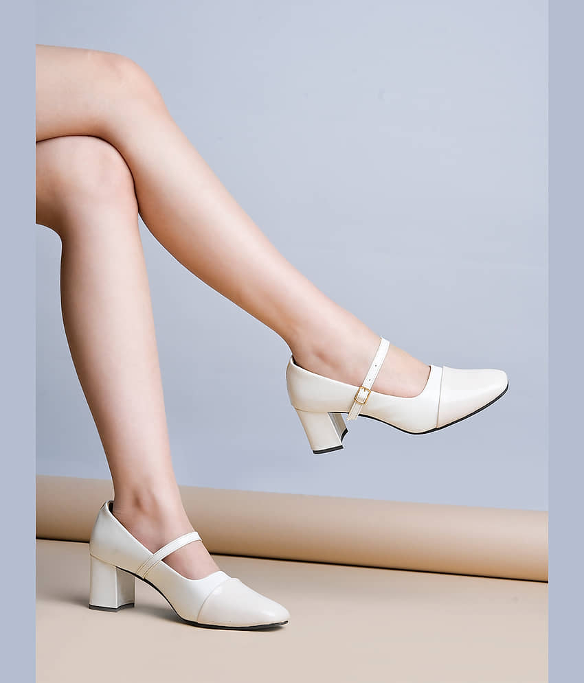 Shoetopia Cream Women's Pumps Heels - Heels | Buy online on ZillyBuy
