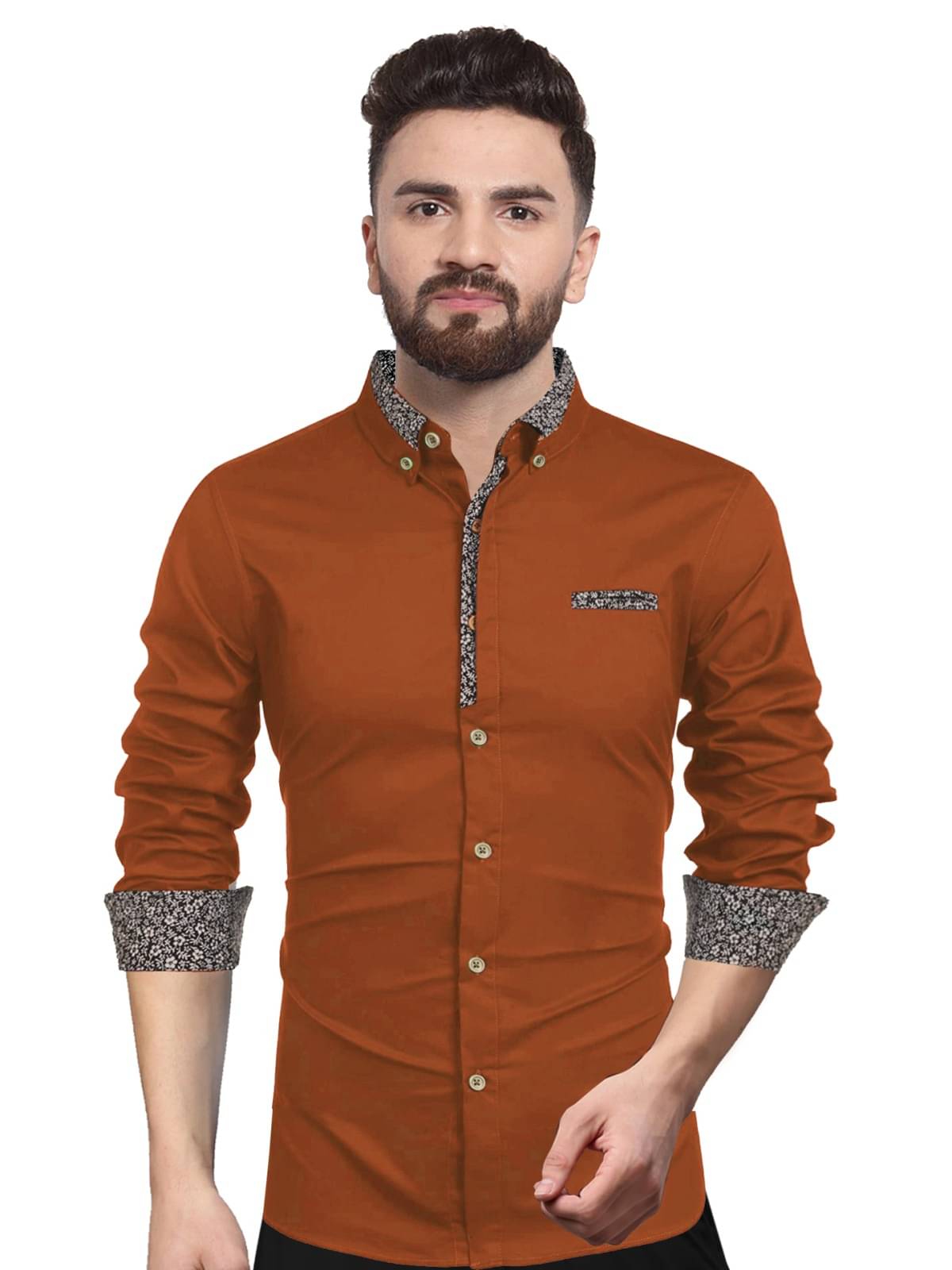 Sky Global Polyester Regular Fit Solids Full Sleeves Men's Casual Shirt - Orange ( Pack of 1 ) Sky Global Polyester Regular Fit Solids Full Sleeves Men's Casual Shirt - Orange ( Pack of 1 )