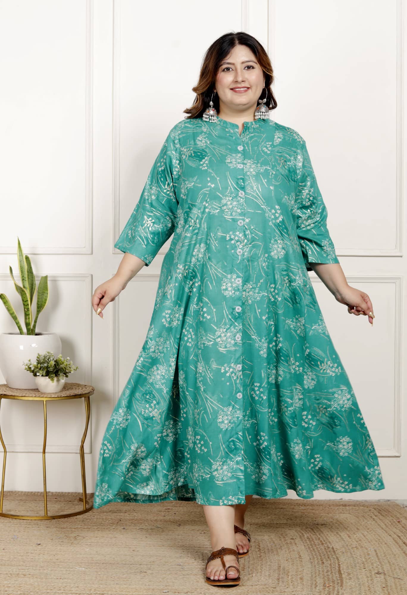 Swasti Women Cotton Blend Printed Flared Kurti ( Green ) - Kurtis, Tunics | Buy online on ZillyBuy