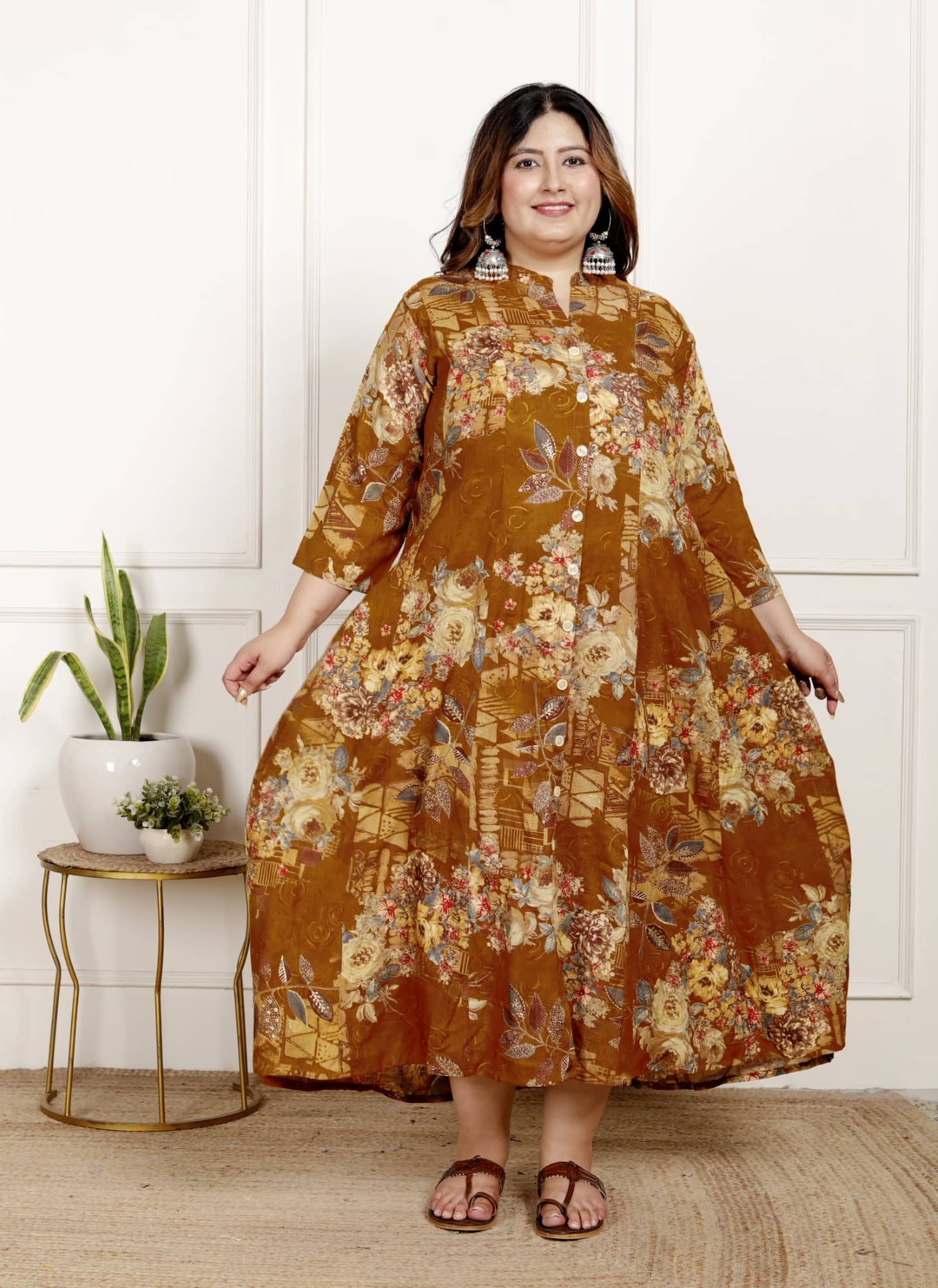 Swasti Women Cotton Blend Printed Flared Kurti ( Yellow ) - Kurtis, Tunics | Buy online on ZillyBuy