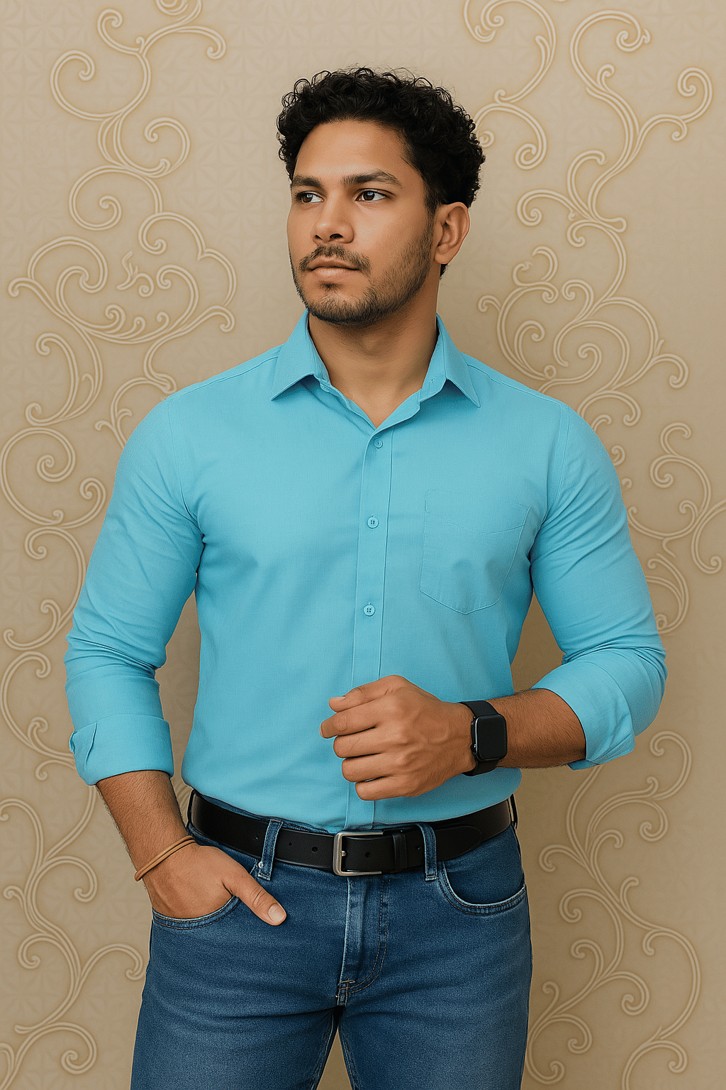     			TheSmoke Cotton Regular Fit Full Sleeves Men's Formal Shirt - Light Blue ( Pack of 1 )