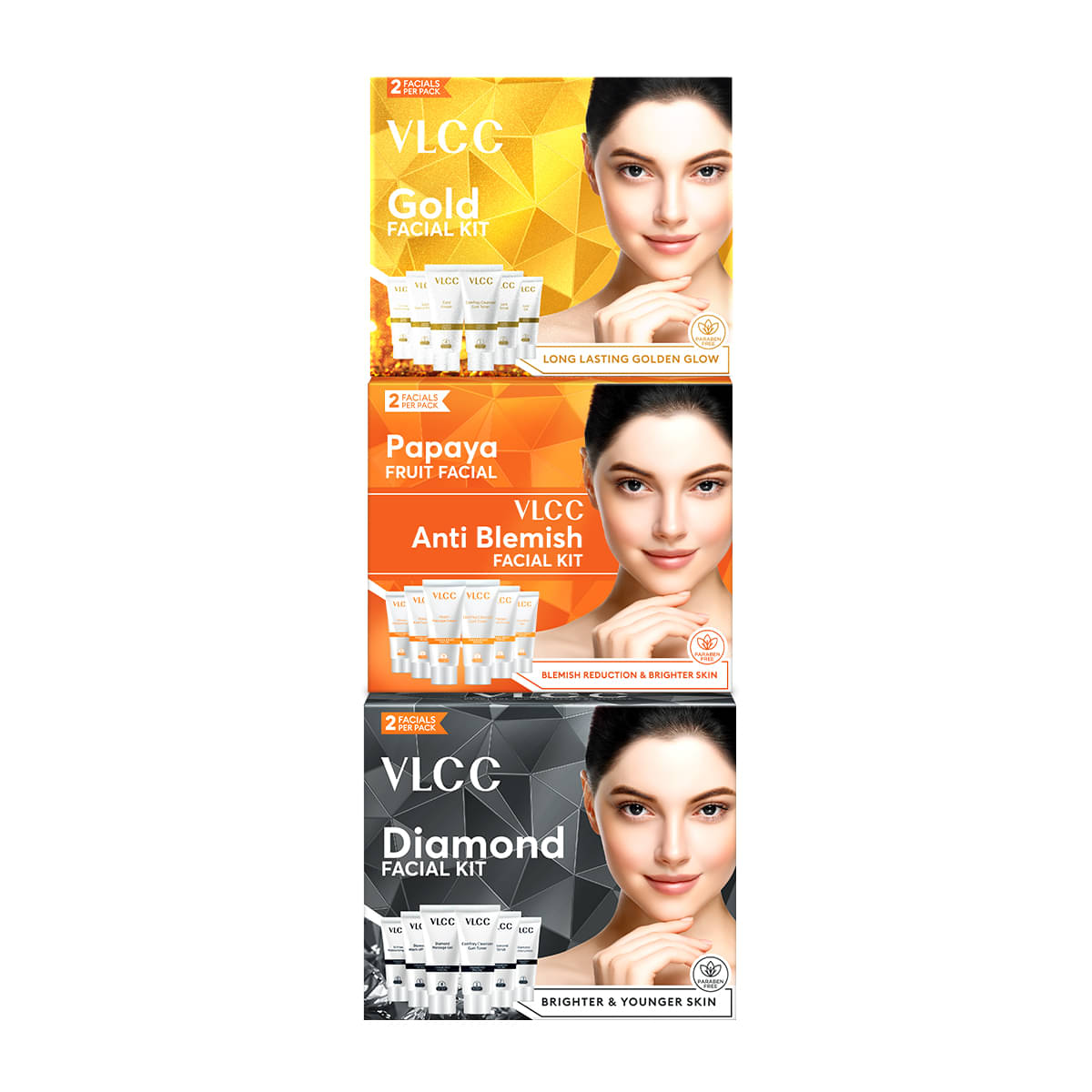     			VLCC 3 Times Use Facial Kit For All Skin Type Gold 180 g ( Pack of 3 )