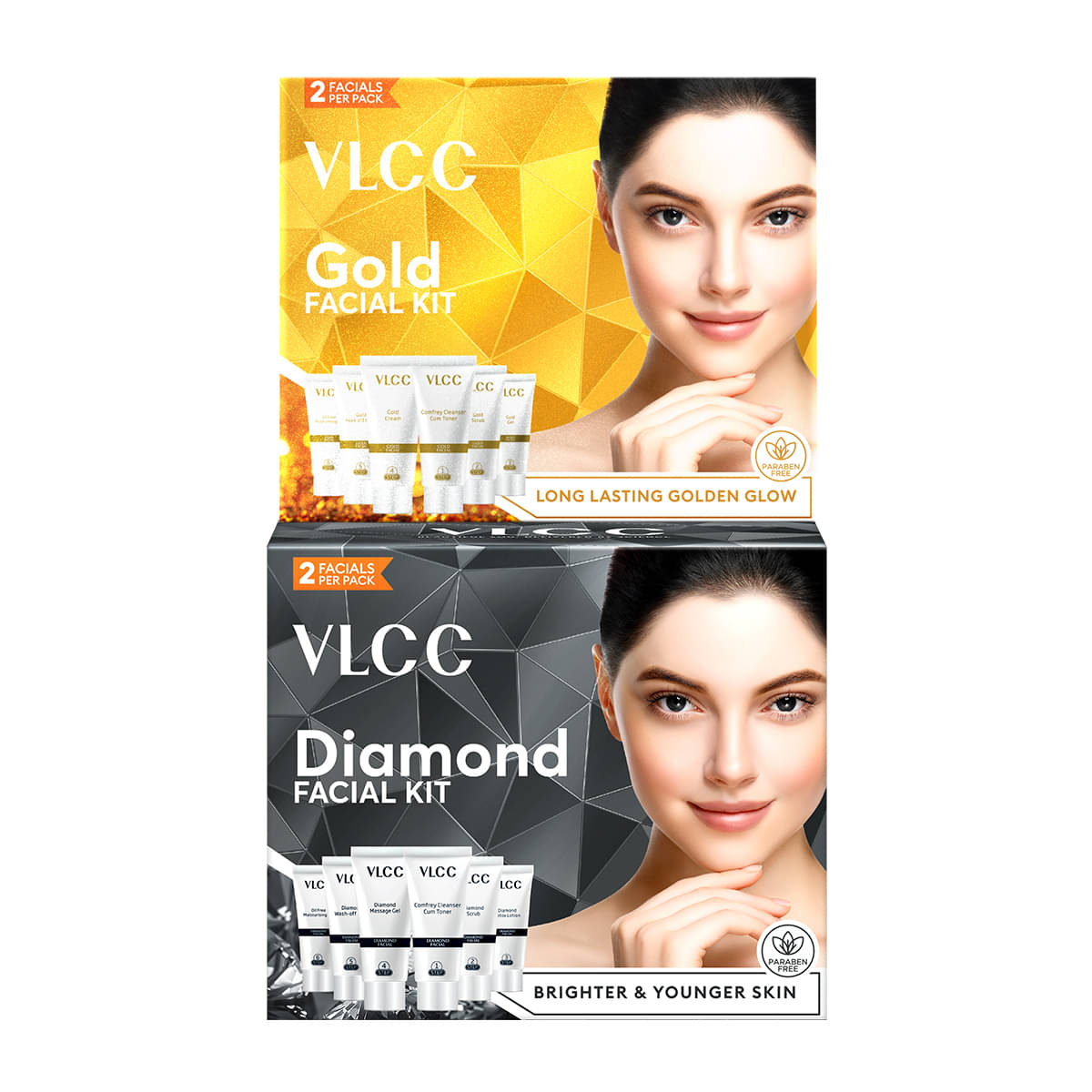     			VLCC Gold & Diamond Facial Kit 3 Times Use Facial Kit For All Skin Type Gold 120 g ( Pack of 2 )