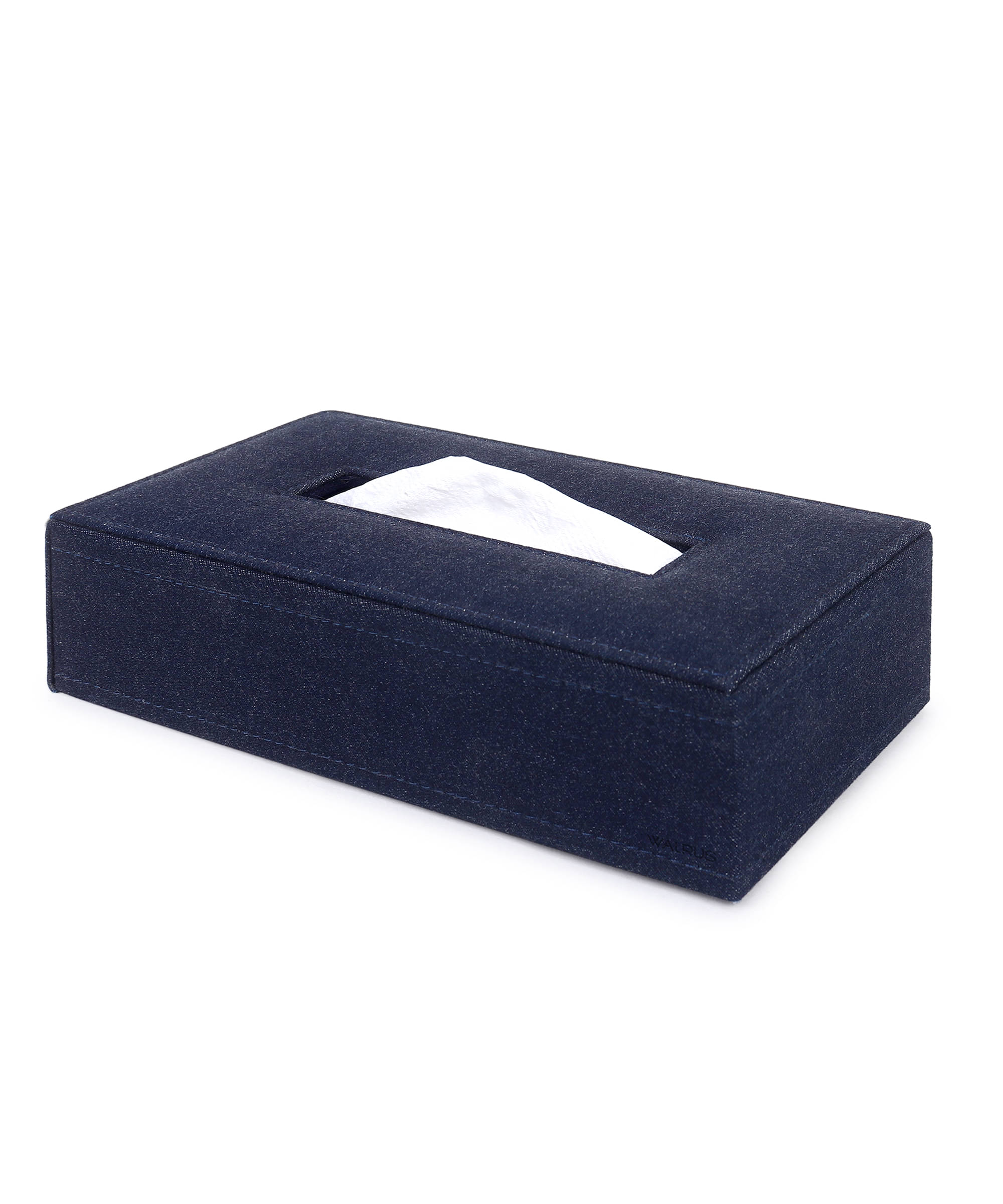     			Walrus Premium Denim Fabric Tissue Box Holder with Wooden Base, Rectangular Napkin Holder & Tissue Paper Dispenser for Home, Office & Car, Facial Tissue Case Organizer In Blue