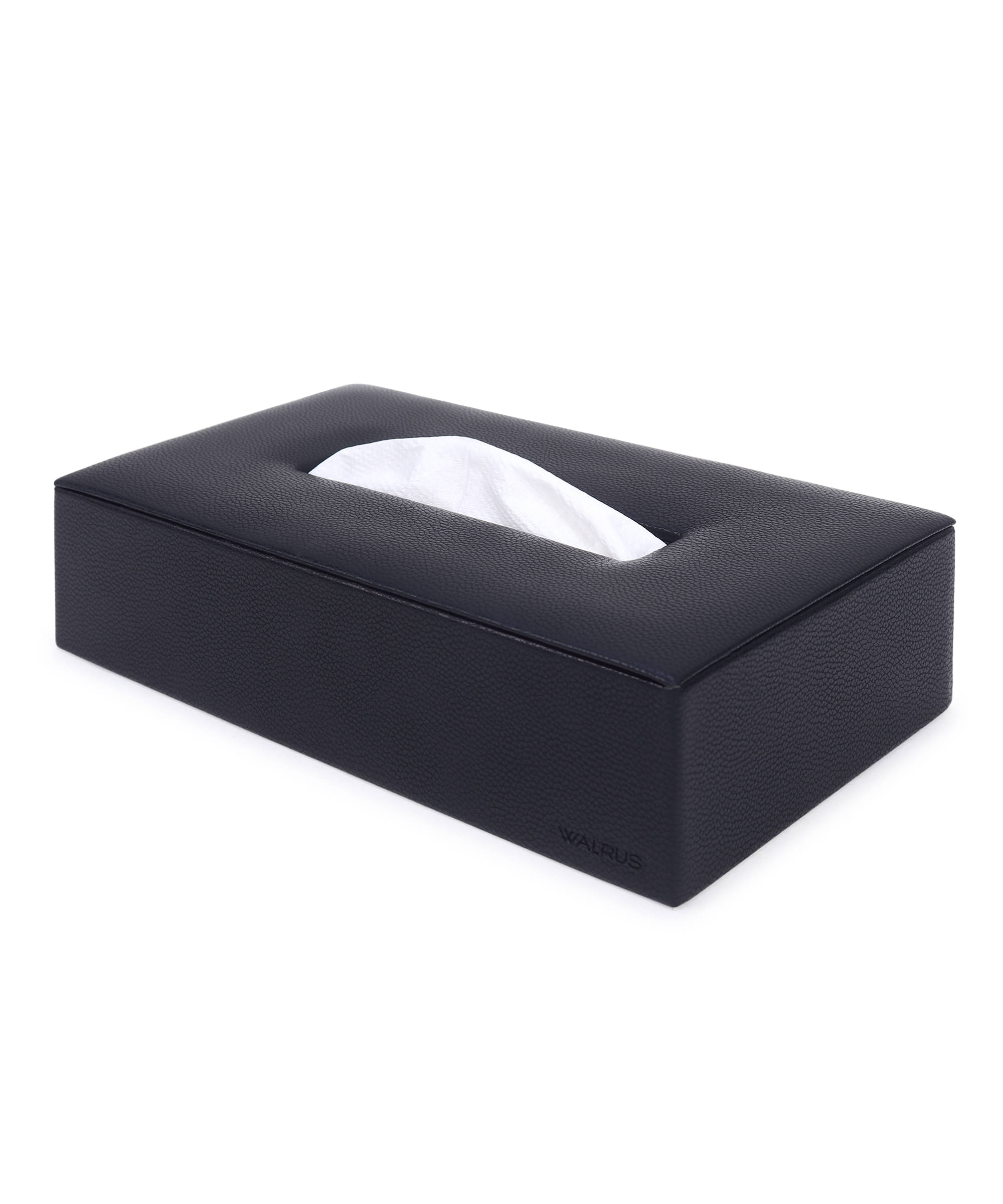 Walrus Premium Vegan Leather Tissue Box Holder with Wooden Base, Rectangular Napkin Holder & Tissue Paper Dispenser for Home, Office & Car, Facial Tissue Case Organizer In Black Walrus Premium Vegan Leather Tissue Box Holder with Wooden Base, Rectangular Napkin Holder & Tissue Paper Dispenser for Home, Office & Car, Facial Tissue Case Organizer In Black