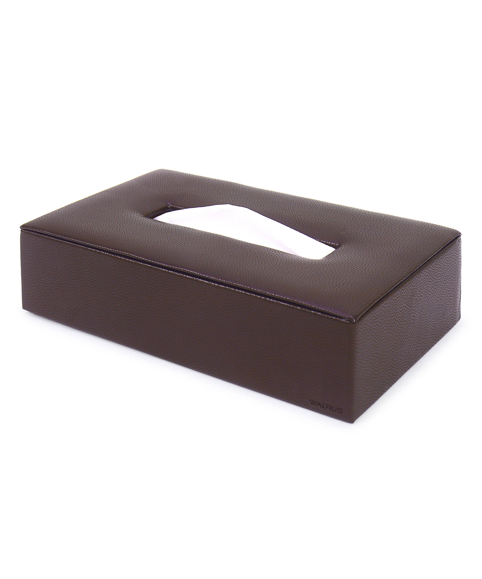 Walrus Premium Vegan Leather Tissue Box Holder with Wooden Base, Rectangular Napkin Holder & Tissue Paper Dispenser for Home, Office & Car, Facial Tissue Case Organizer In Brown     			Walrus Premium Vegan Leather Tissue Box Holder with Wooden Base, Rectangular Napkin Holder & Tissue Paper Dispenser for Home, Office & Car, Facial Tissue Case Organizer In Brown