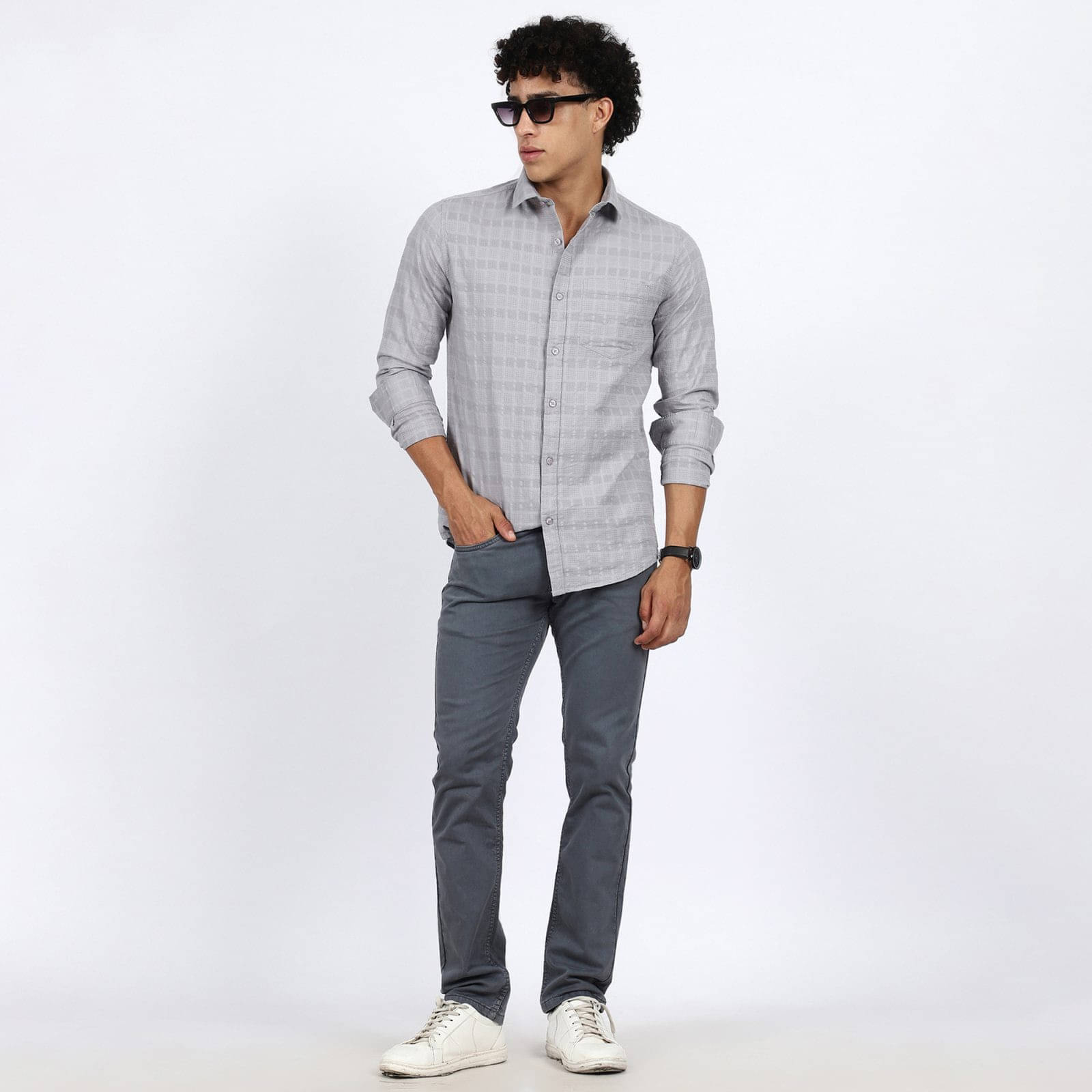 Wolf & co. Cotton Blend Regular Fit Solids Full Sleeves Men's Casual Shirt - Grey ( Pack of 1 ) Wolf & co. Cotton Blend Regular Fit Solids Full Sleeves Men's Casual Shirt - Grey ( Pack of 1 )
