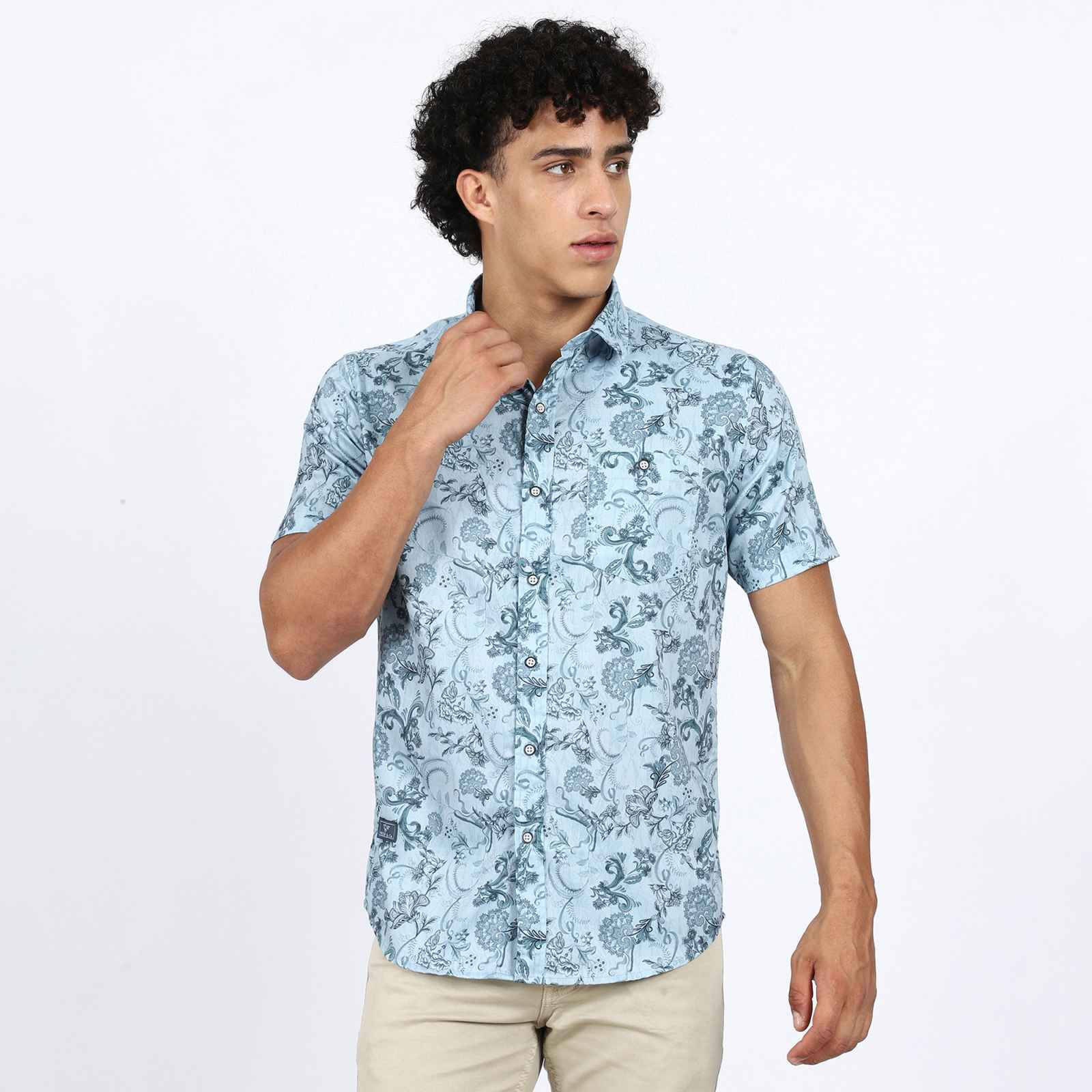 Wolf & co. Polyester Regular Fit Printed Half Sleeves Men's Casual Shirt - Blue ( Pack of 1 ) Wolf & co. Polyester Regular Fit Printed Half Sleeves Men's Casual Shirt - Blue ( Pack of 1 )