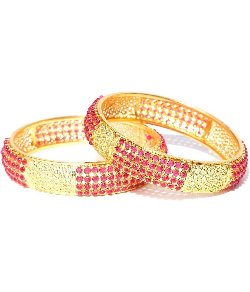 YOUBELLA Red Bangle Set ( Pack of 1 )