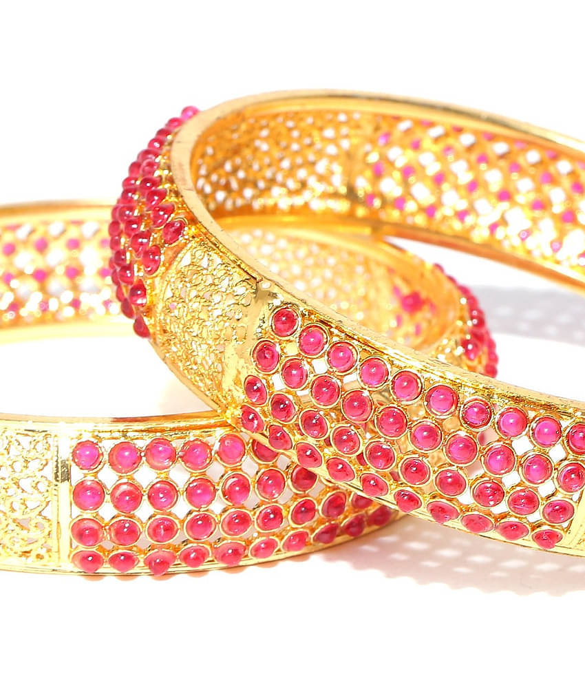 YOUBELLA Red Bangle Set ( Pack of 1 )