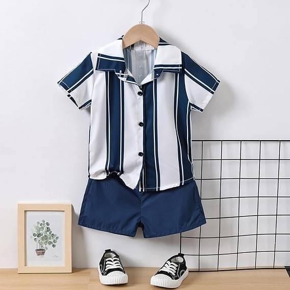     			fastdeal Pack of 1 Boys Cotton Shirt & Shorts Set ( Blue )
