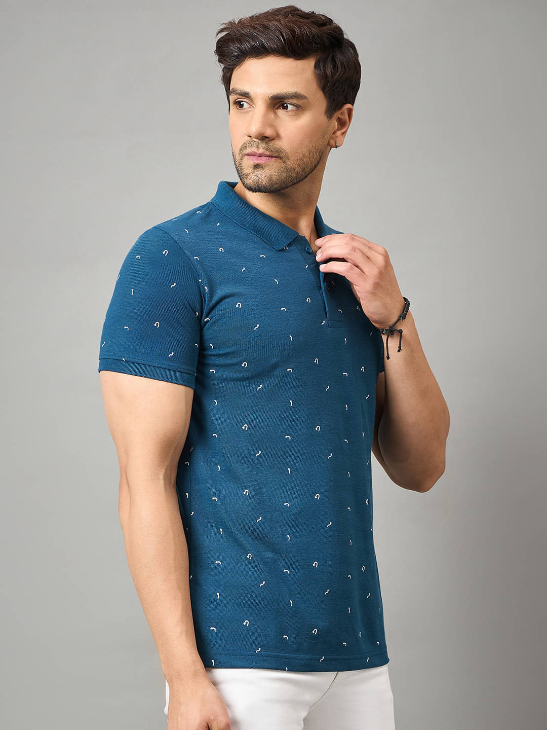     			zigo Men Cotton Blend Regular Fit Printed Polo T Shirt ( Navy Blue )