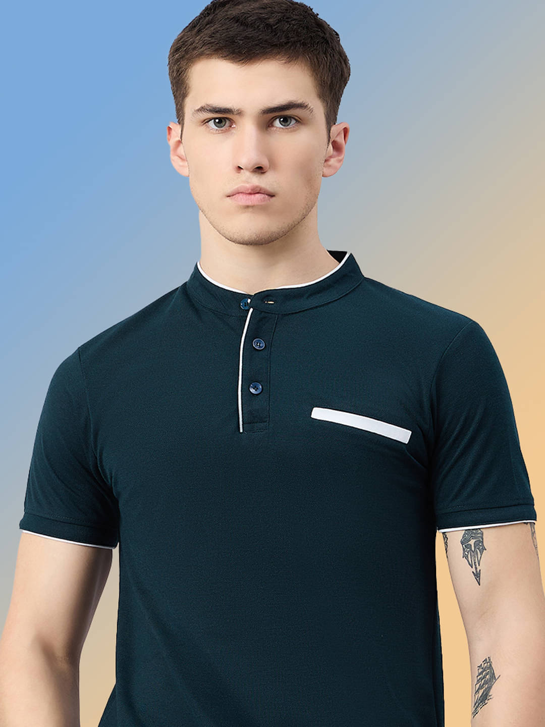     			zigo Men Cotton Blend Regular Fit Solid T-Shirt ( Dark Green )