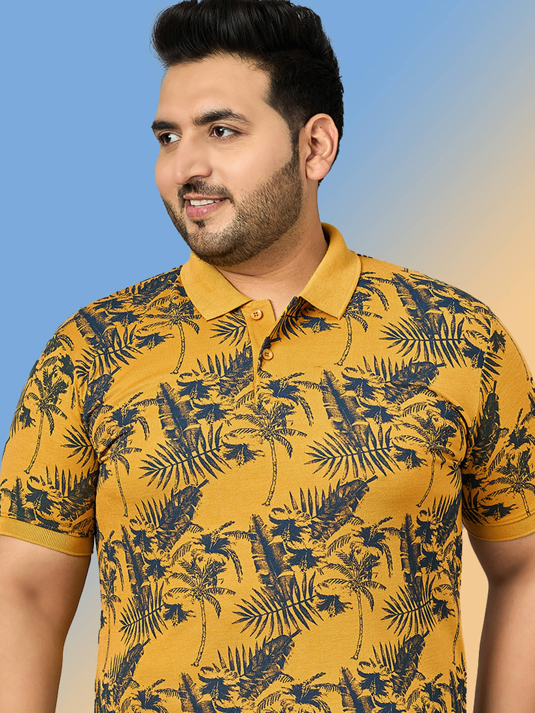     			zigo Men Cotton Blend Regular Fit Printed Polo T Shirt ( Mustard )