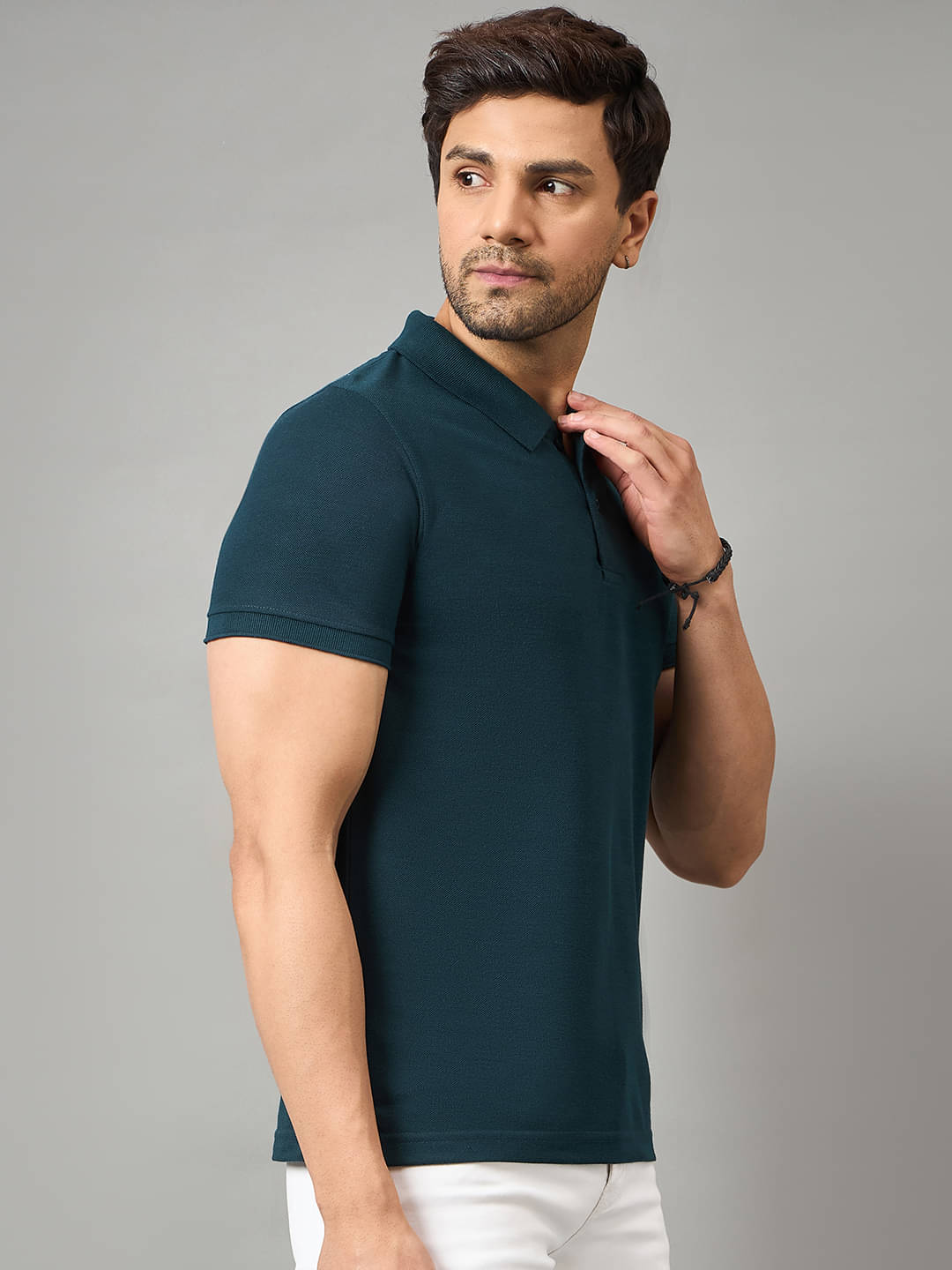     			zigo Men Cotton Blend Regular Fit Solid Polo T Shirt ( Dark Green )