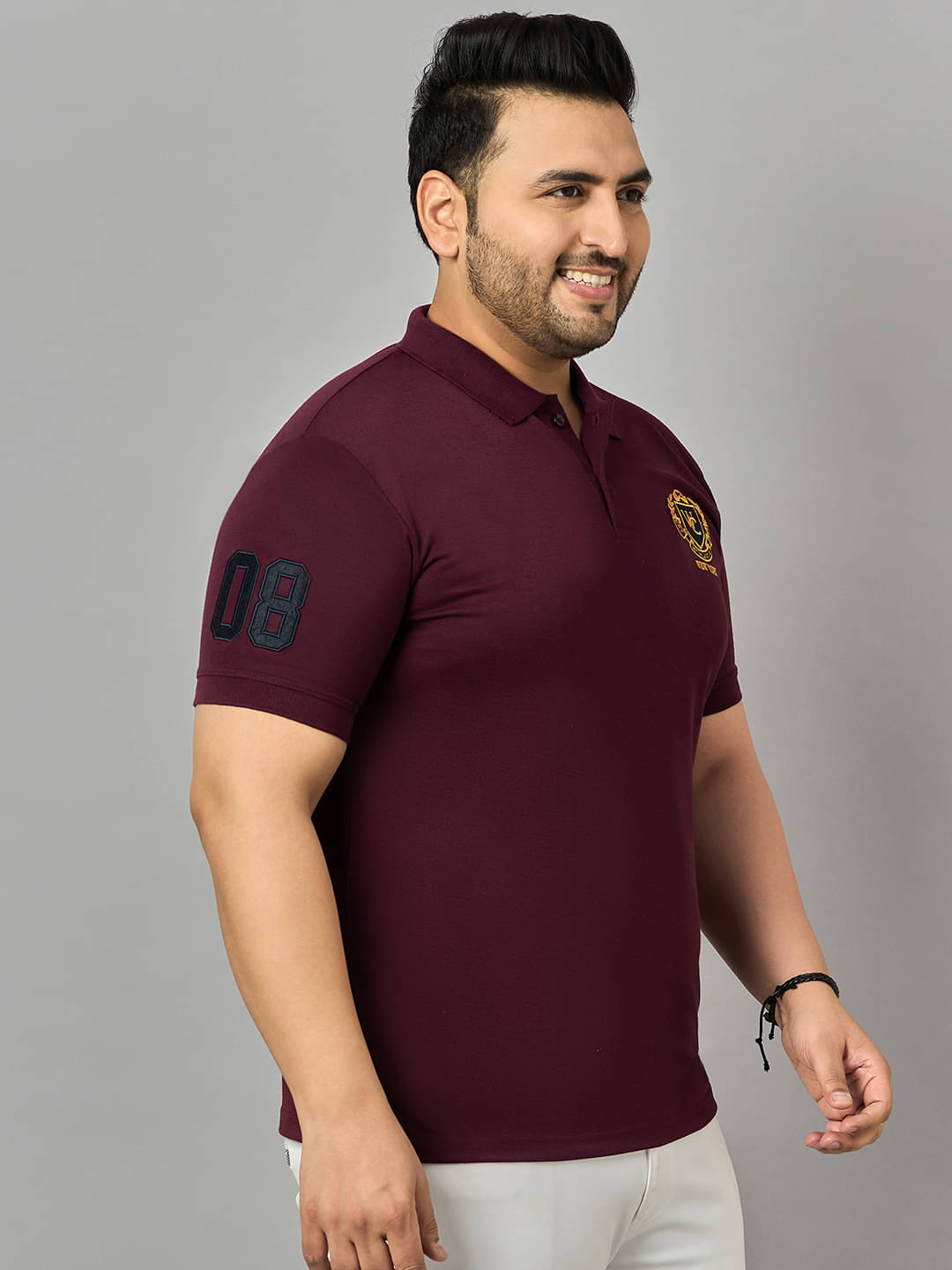     			zigo Men Cotton Blend Regular Fit Embroidered Polo T Shirt ( Wine )