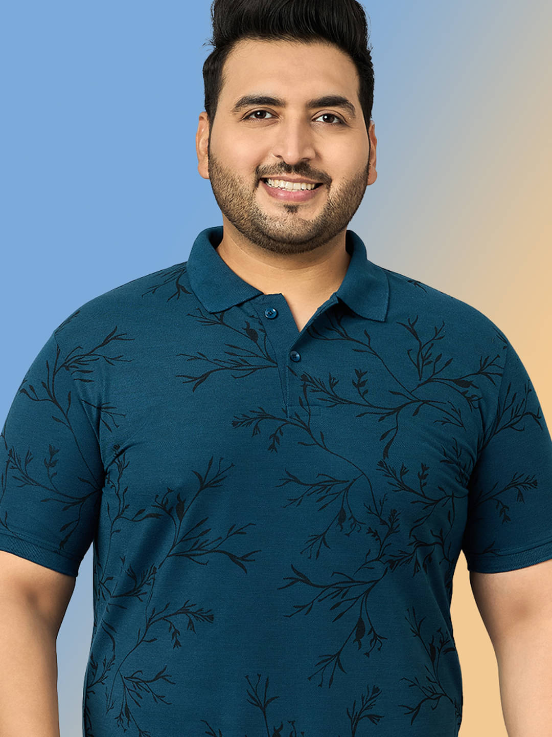     			zigo Men Cotton Blend Regular Fit Printed Polo T Shirt ( Navy Blue )