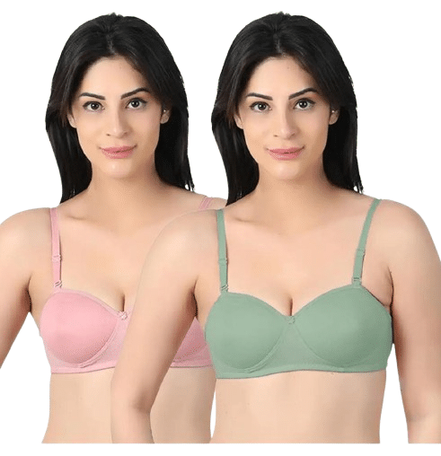     			zqwint Pack of 2 Cotton Blend Lightly Padded Push Up Bra For Women ( Multicolor )