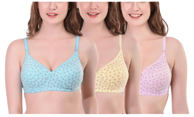 zqwint Pack of 3 Cotton Blend Non Padded Teenage Bra For Women ( Multicolor )     			zqwint Pack of 3 Cotton Blend Non Padded Teenage Bra For Women ( Multicolor )