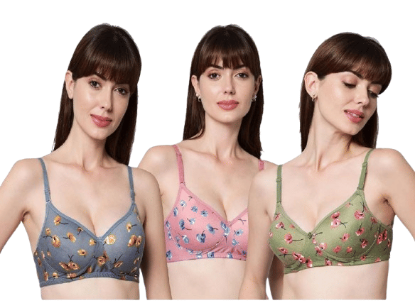 zqwint Pack of 3 Cotton Blend Non Padded Everyday Bra For Women ( Multicolor )     			zqwint Pack of 3 Cotton Blend Non Padded Everyday Bra For Women ( Multicolor )