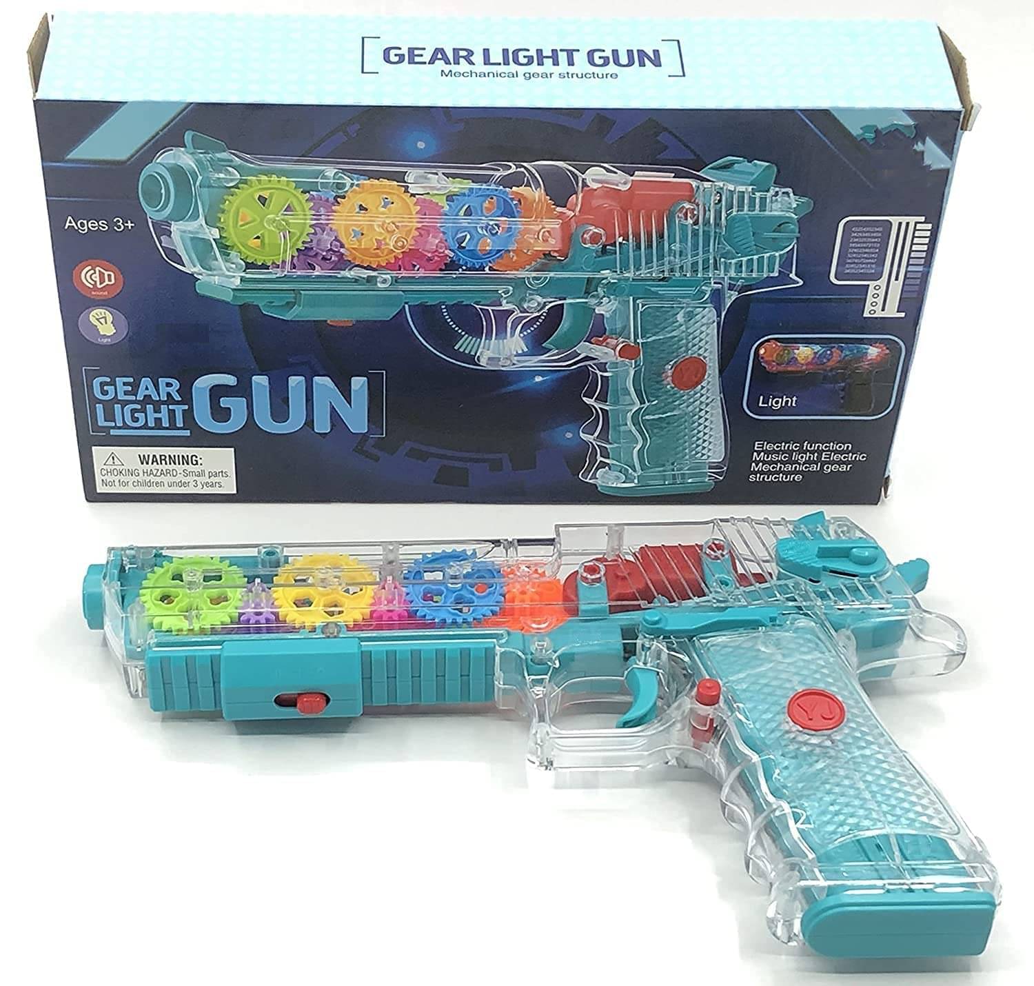 Colorful Electric Toy Flashing Light Transparent Concept Gear Gun Toy with Music  (Multicolor)     			Colorful Electric Toy Flashing Light Transparent Concept Gear Gun Toy with Music  (Multicolor)