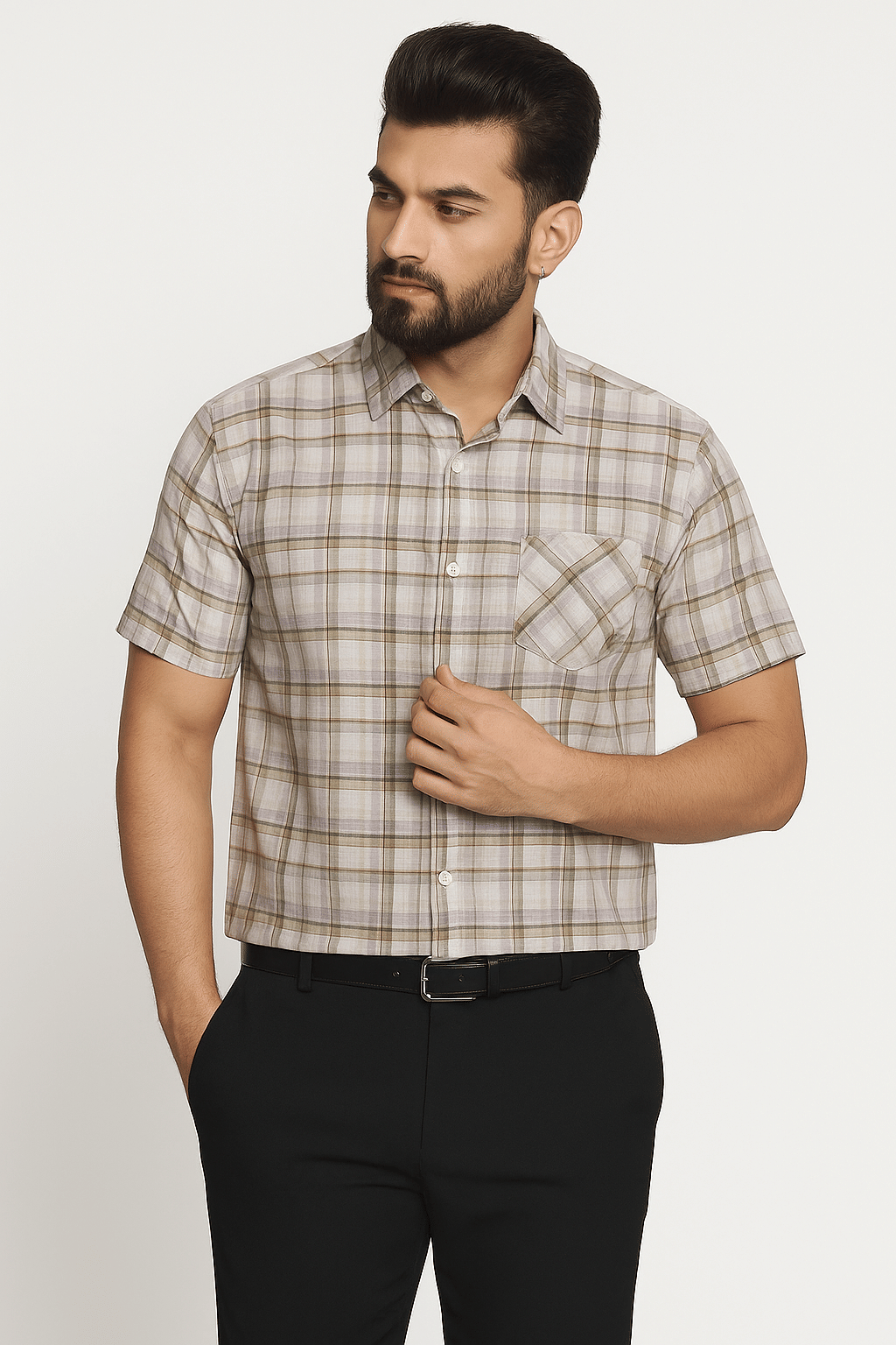     			FABRIZER 100% Cotton Regular Fit Checks Half Sleeves Men's Casual Shirt - Multicolor ( Pack of 1 )