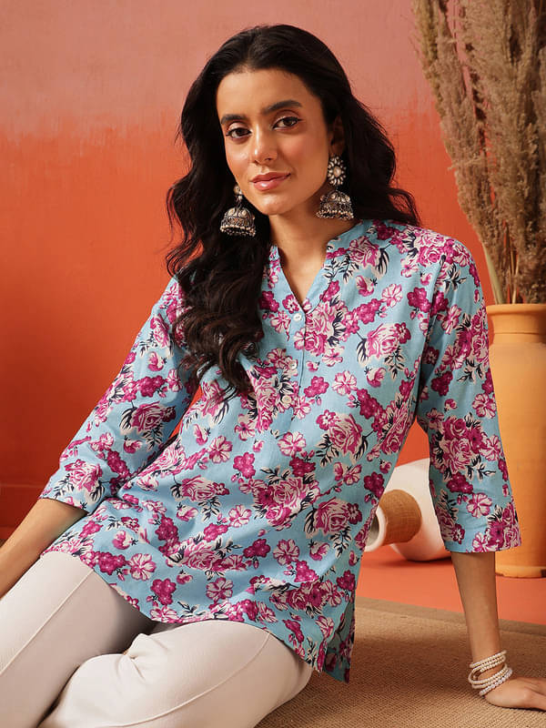     			Fembliss Women's Cotton Tunic ( Light Blue )