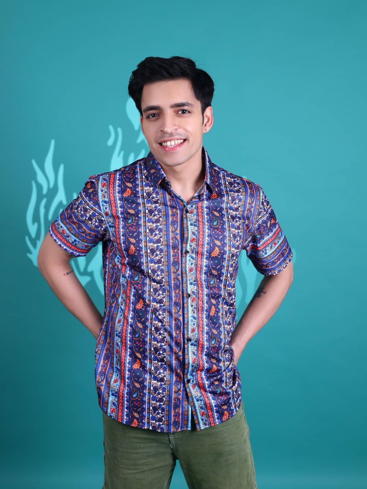     			Fesner Cotton Blend Regular Fit Printed Half Sleeves Men's Casual Shirt - Multicolor ( Pack of 1 )