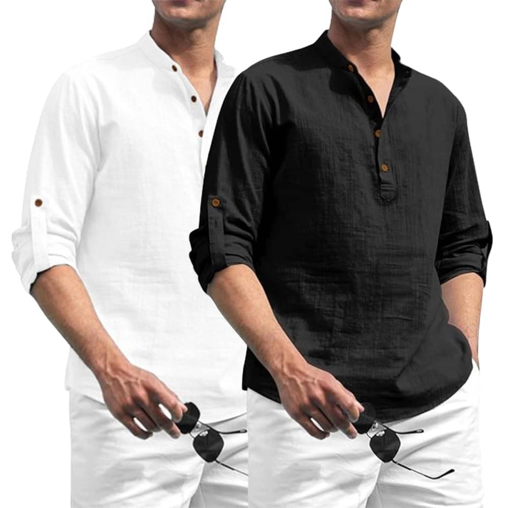 GOD HEART Black Cotton Men's Shirt Style Kurta ( Pack of 2 ) GOD HEART Black Cotton Men's Shirt Style Kurta ( Pack of 2 )