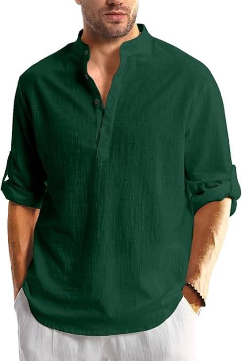     			GOD HEART Green Cotton Men's Shirt Style Kurta ( Pack of 1 )