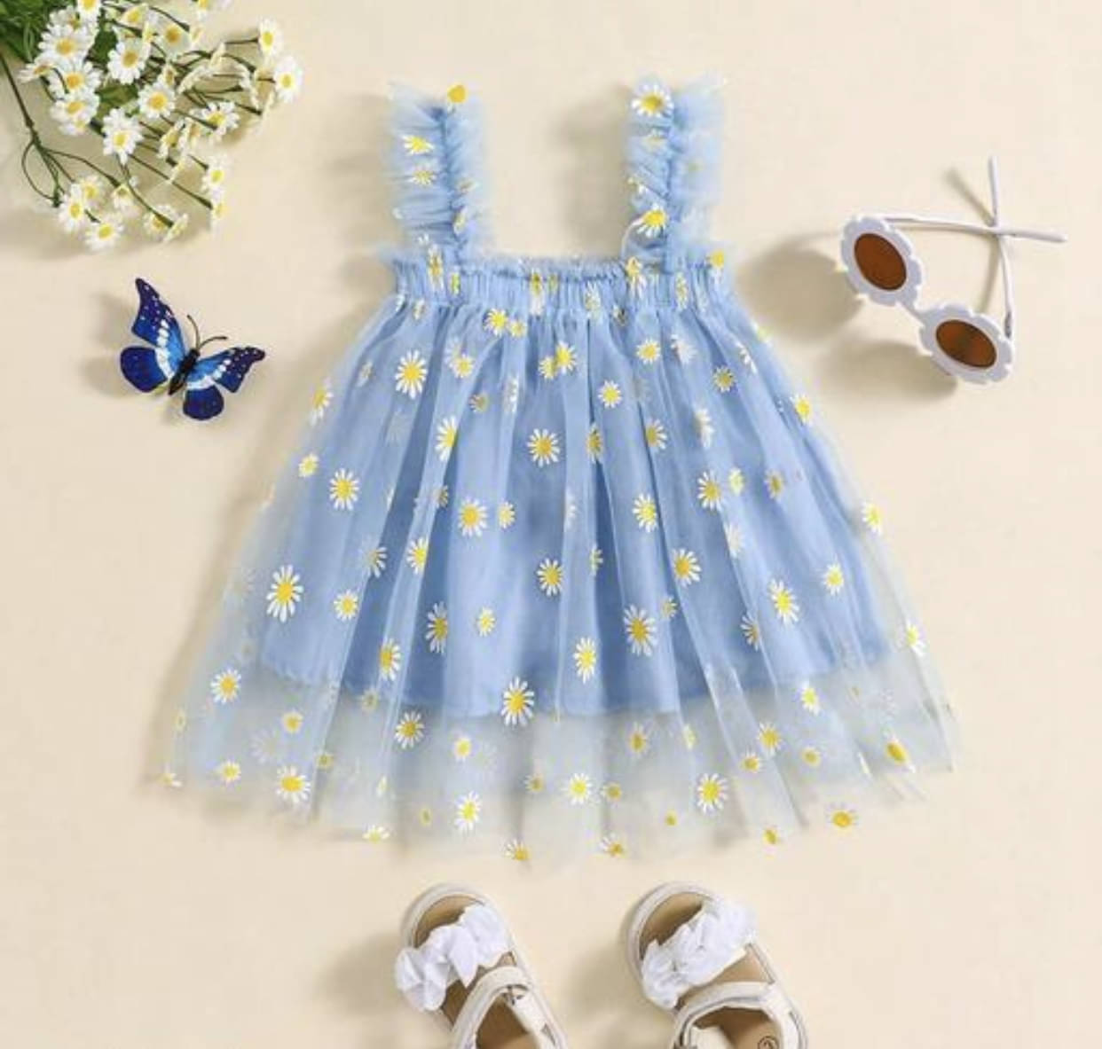     			HARPITA Net Frock For Baby Girls ( Pack of 1 , Sky Blue )
