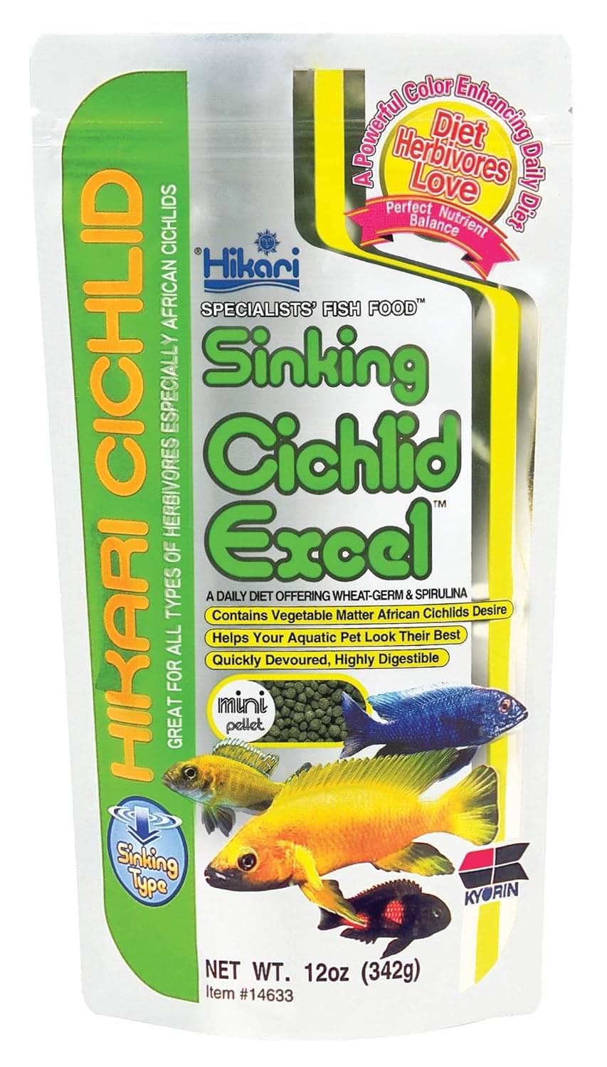 Hikari Fish Cichlid Excel Sinking Pellets For Pets, Mini 342 Gm, All Life Stages Hikari Fish Cichlid Excel Sinking Pellets For Pets, Mini 342 Gm, All Life Stages
