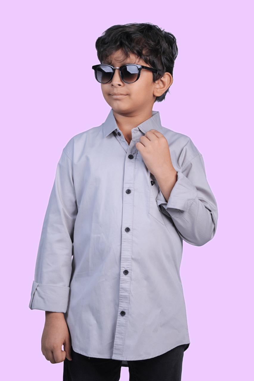     			JABAK CREATION Pack of 1 Boys 100% Cotton Full Sleeves Shirt ( Grey )