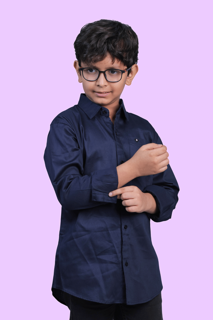 JABAK CREATION Pack of 1 Boys 100% Cotton Full Sleeves Shirt ( Navy Blue ) JABAK CREATION Pack of 1 Boys 100% Cotton Full Sleeves Shirt ( Navy Blue )