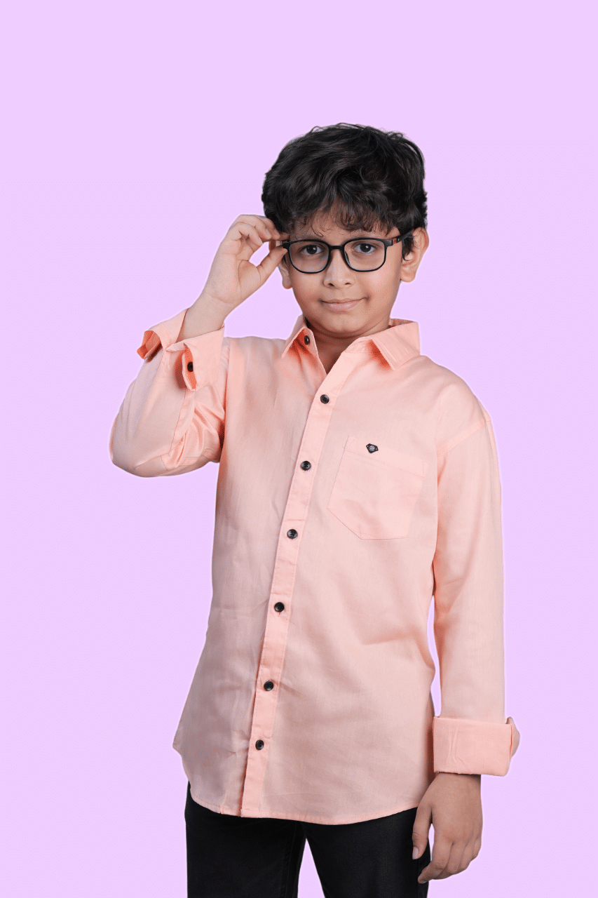 JABAK CREATION Pack of 1 Boys 100% Cotton Full Sleeves Shirt ( Peach ) JABAK CREATION Pack of 1 Boys 100% Cotton Full Sleeves Shirt ( Peach )